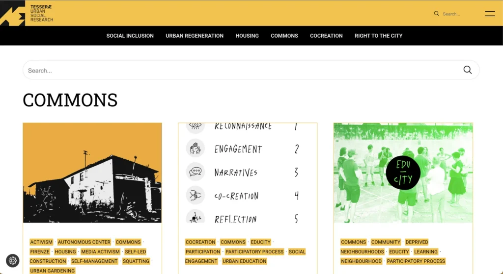 Pagina archivio della categoria Commons su Tesseræ, con schede progetto e tag navigabili